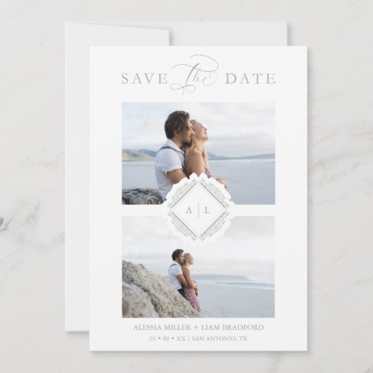 Save The Date Reserva La Fecha Initiales Trend Chic Ornament Sop (Devant)
