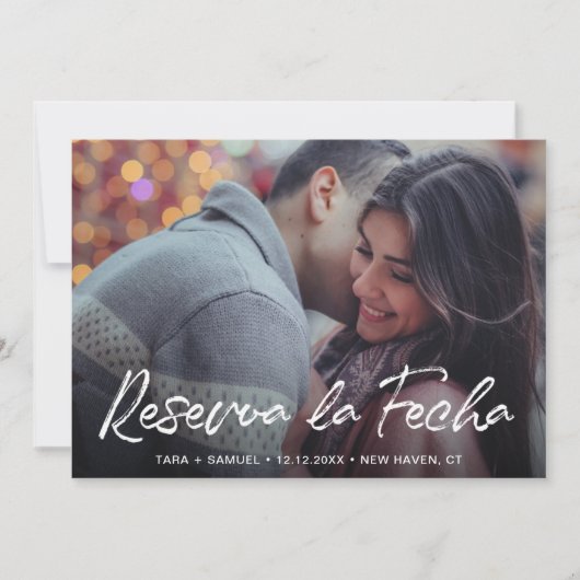 Save The Date Reserva la Fecha Modern Brush Script Photo Espagno (Devant)