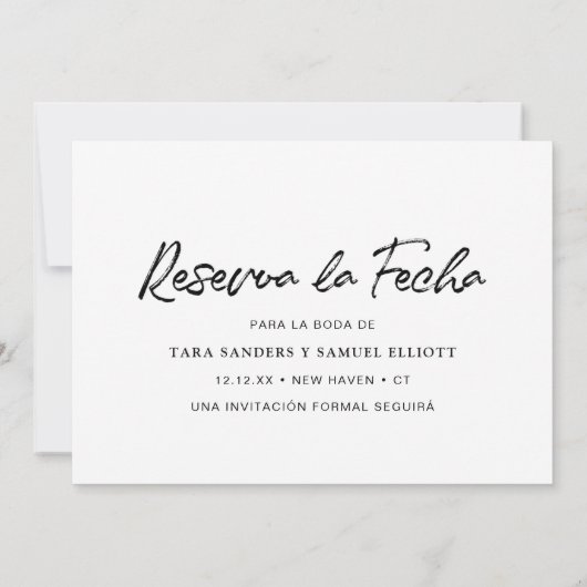 Save The Date Reserva la Fecha Modern Brush Script Photo Espagno (Dos)