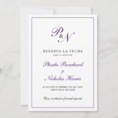 Save The Date Reserva la Fecha Purple Monogramme Formel Espagnol (Devant)