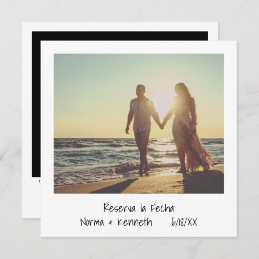 Save The Date Reserva La Fecha Retro Instant Photo Espagnol (Devant / Derrière)