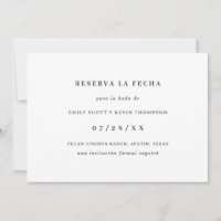 Reserva la Fecha Simple Espagnol noir et blanc