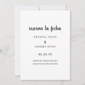 Save The Date Reserva la Fecha Simple Espagnol noir et blanc (Devant)