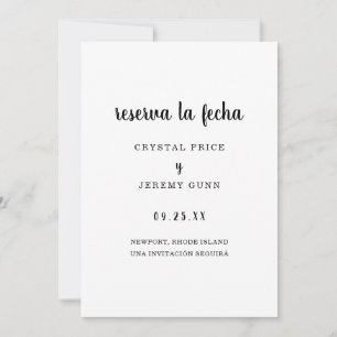Save The Date Reserva la Fecha Simple Espagnol noir et blanc