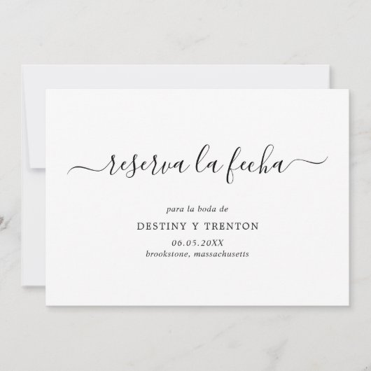 Save The Date Reserva La Fecha Simple Mariage espagnol élégant (Devant)