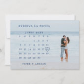 Save The Date Reserva La Fecha Simple Navy Calendrier bleu Photo (Devant)