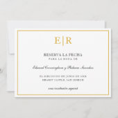 Save The Date Réservation La Fecha Elégant Monogramme Or Formel (Devant)