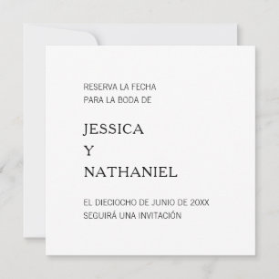 Save The Date Réservation La Fecha Minimaliste noir et blanc