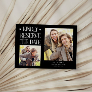 Save The Date Réservez aimablement 2-Photo Mariage Noir