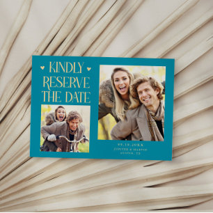 Save The Date Réservez gentiment 2-Photo Aqua Mariage