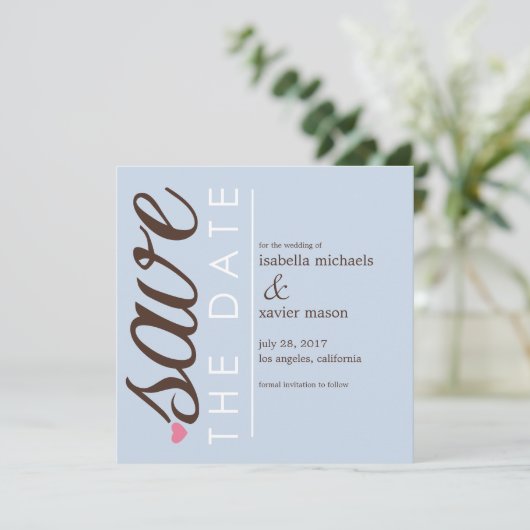 Save The Date Réservez la date | Bleu Enregistrer La Date Annonc (Debout devant)