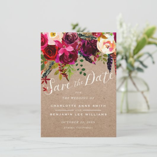 Save The Date RÉSERVEZ LA DATE | Élégant Floral Rustic Boho Mari (Debout devant)