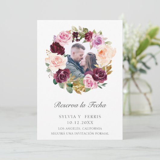 Save The Date Réservez la Date Fleur Purple Photo Espagnol (Debout devant)