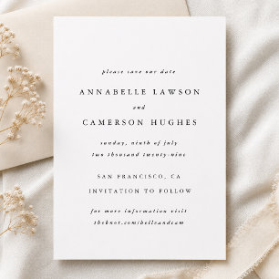 Save The Date Réservez la Date Mariage Élégant Simple Minimali