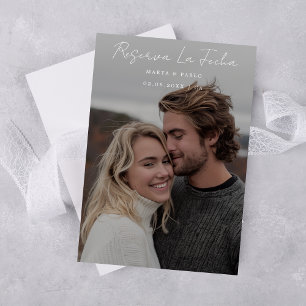 Save The Date Réservez la Date Mariage Script Élégant Photo Espa