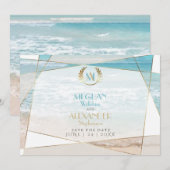 Save The Date Réservez la Date | Monogramme Moderne Géométrique  (Devant / Derrière)