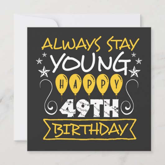 Save The Date Restez toujours jeune et heureux devis de 49e anni (Devant)