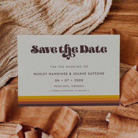 Save The Date Retro 60s couleurs vintages Enregistrer l'invitati