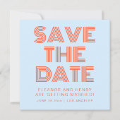 Save The Date Retro 70s Disco Typography Cool Blue Orange (Devant)
