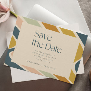 Save The Date Rétro Abstrait Vague Pastel Bohème Terreux Mariage