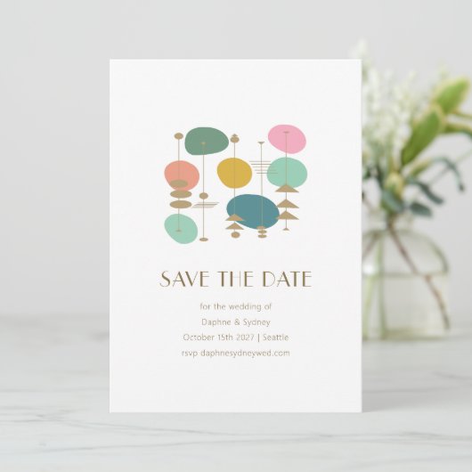 Save The Date Retro Age atomique milieu du siècle moderne chic M (Debout devant)