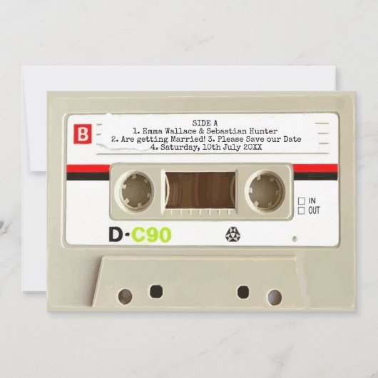 Save The Date Rétro audio cassette Mariage Enregistrer la date (Devant)