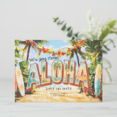 Save The Date Retro Beach | Mariage Tropical Aloha (Debout devant)