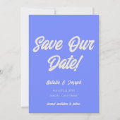 Save The Date Retro Blue Funky Bold Modern Unique Fun Wedding (Devant)