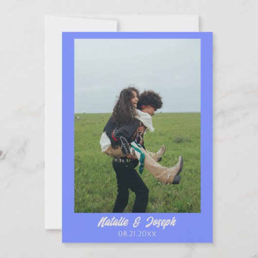 Save The Date Retro Blue Funky Bold Modern Unique Fun Wedding (Dos)