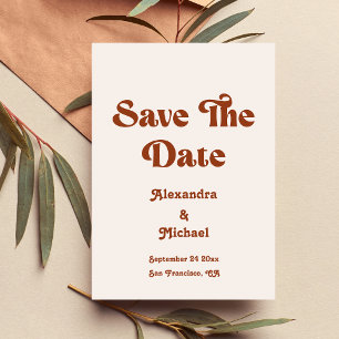 Save The Date Retro Boho Terracotta Brûlé Orange Mariage Sauver
