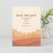 Save The Date Retro Boho Terracotta Burnt Orange Mariage (Debout devant)