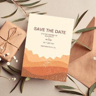 Save The Date Retro Boho Terracotta Burnt Orange Mariage