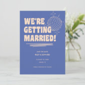 Save The Date Retro Bold "We're Getting Married" Blue Wedding (Debout devant)