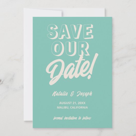 Save The Date Retro Bright Funky Bold Moderne Boho Mariage uniqu (Devant)