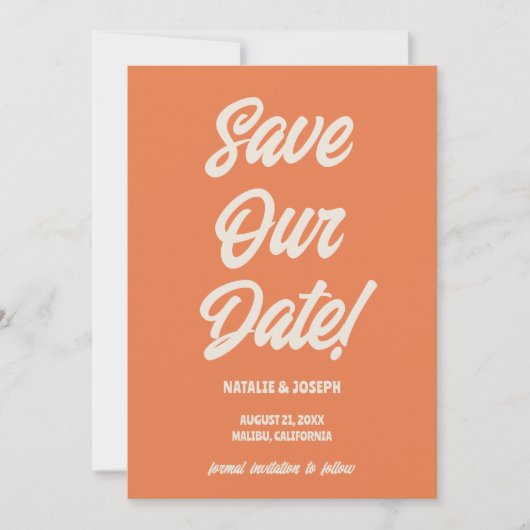 Save The Date Retro Bright Funky Bold Moderne Mariage unique (Devant)