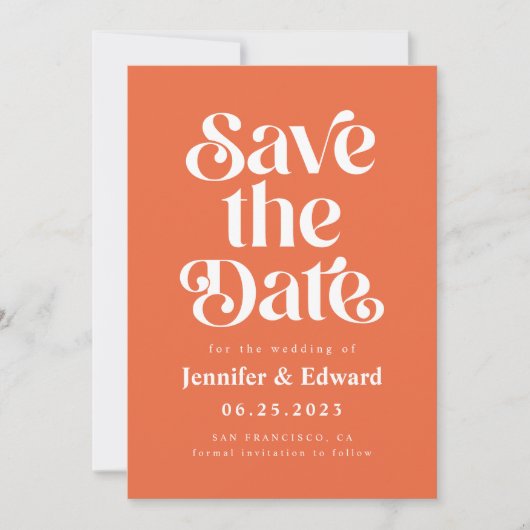Save The Date Retro Burnt Orange Mariage Enregistrer La Date (Devant)