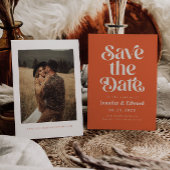 Save The Date Retro Burnt Orange Mariage Enregistrer La Date