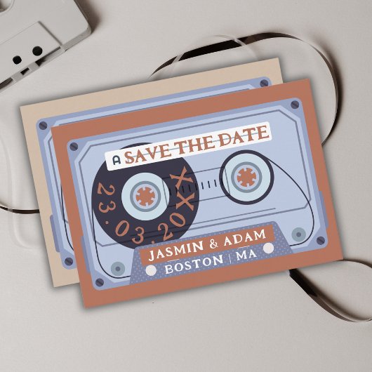Save The Date Rétro cassette en terre cuite enregistrer la date