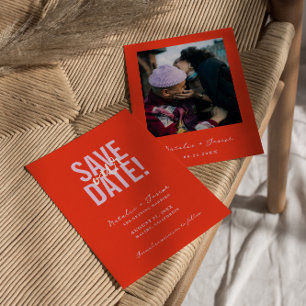 Save The Date Retro Coloré brillant Funky Gras Mariage moderne