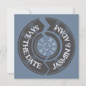 Save The Date Retro Dusty Blue Vinyl Record Mariage Super (Devant)