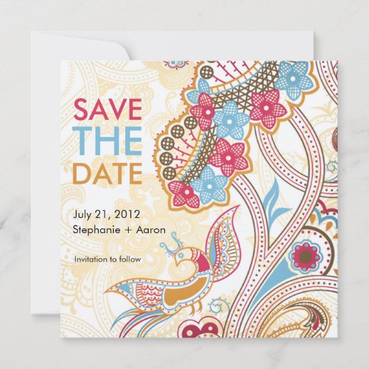 Save The Date Retro Floral Enregistrer la date (Devant)