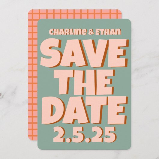 Save The Date Retro Funky Blue Rose Enregistrer la date Code QR