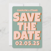 Save The Date Retro Funky Blue Rose Enregistrer la date Code QR (Devant)