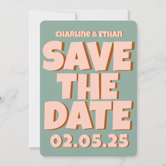 Save The Date Retro Funky Blue Rose Enregistrer la date Code QR (Devant)