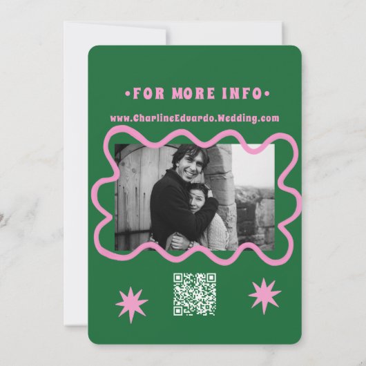 Save The Date Retro Funky Rose Green Enregistrer la date Code QR (Dos)