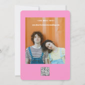 Save The Date Retro Funky Rose Green Enregistrer la date Code QR (Dos)
