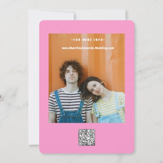 Save The Date Retro Funky Rose Green Enregistrer la date Code QR (Dos)