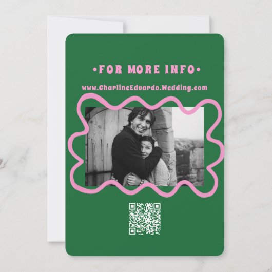 Save The Date Retro Funky Rose Green Enregistrer la date Code QR (Dos)
