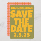 Save The Date Retro Funkyjaune vert Enregistrer la date Code QR