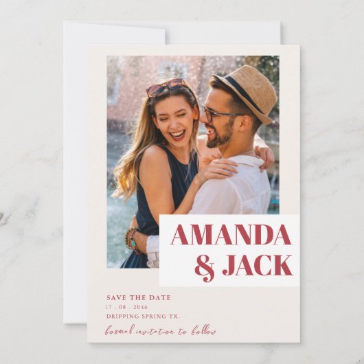 Save The Date Retro Funny Typographie Mariage enregistrer la dat (Dos)